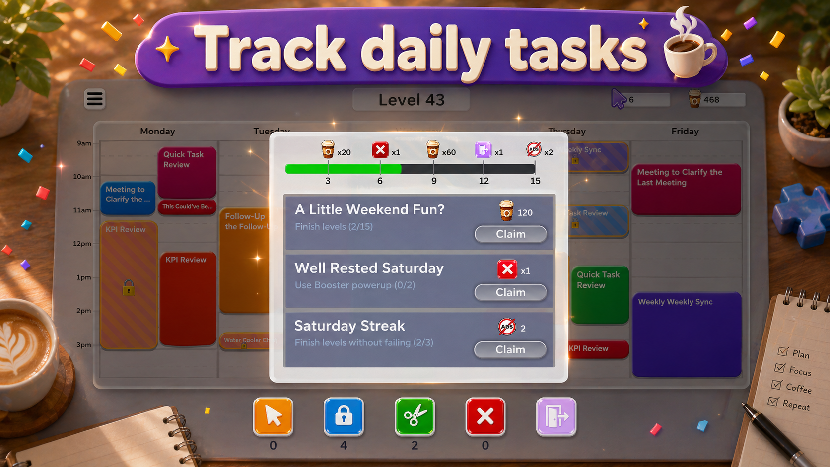 Meeting Mayhem daily task list